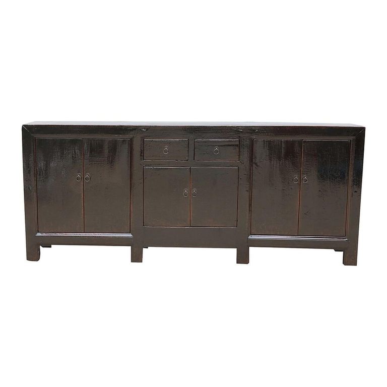 Sideboard - 6 Door 2 Drawer - 226cm - Extra Large - Black - Wooden