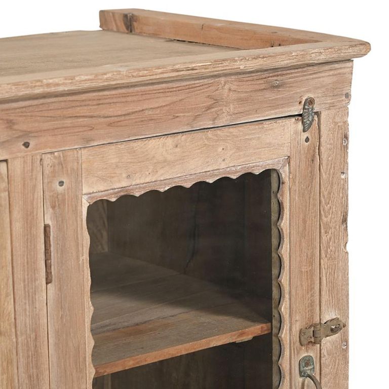 Sideboard - 4 Door - 155cm - Medium - Natural Weathered - Glass and Wood