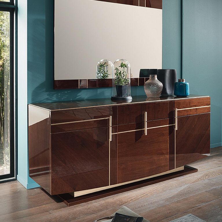 Bellagio Sideboard - 3 Door - Large - High Gloss Walnut - Wooden