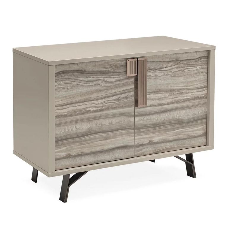Jupiter Sideboard - 2 Door - Small - Eco Stone and High Gloss Pearl Line