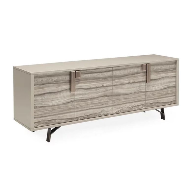 Jupiter Sideboard - 4 Door - Extra Large - Eco Stone and High Gloss Pearl Line