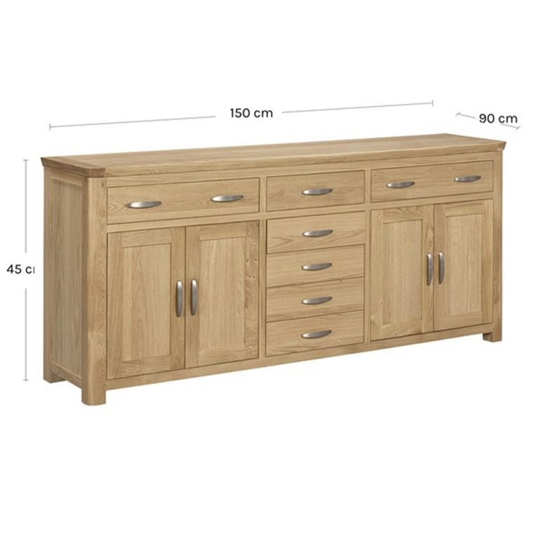 Treviso Oak Grand Sideboard - 4 Door - 200cm - Extra Large