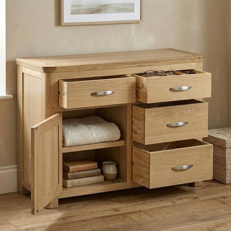 Treviso Oak Sideboard - 1 Door - 107cm - Small