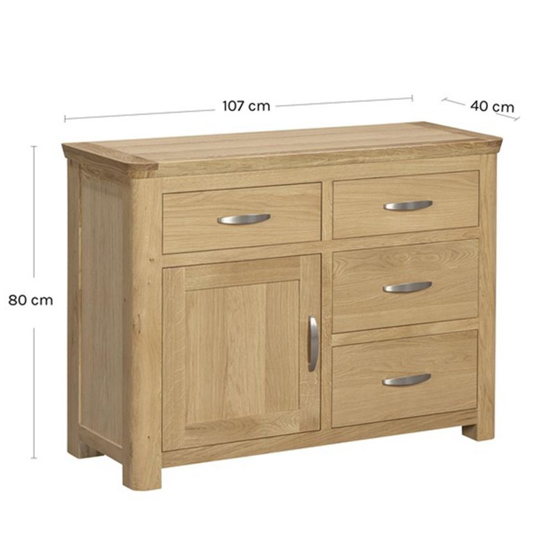 Treviso Oak Sideboard - 1 Door - 107cm - Small
