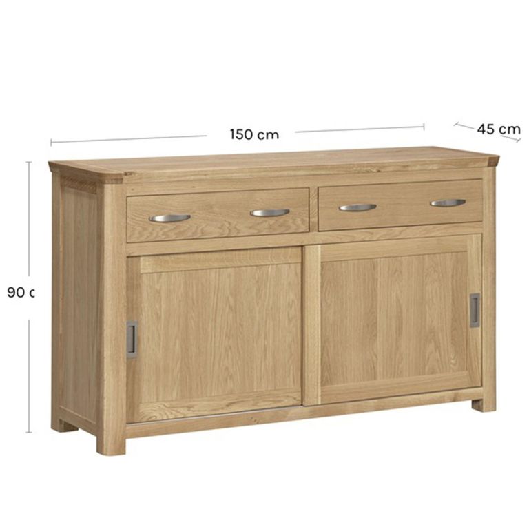 Treviso Oak Sideboard - 2 Sliding Door - 150cm - Medium