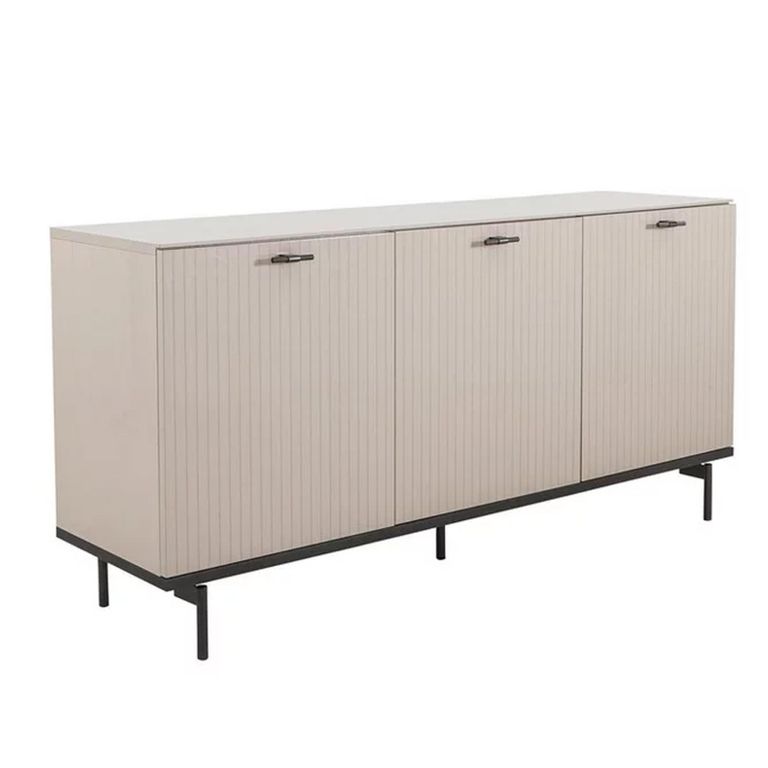 Claire Fluted Sideboard - 3 Door 1 Drawer - Extra Large - Pearl Line Eco Veneer High Gloss and Black