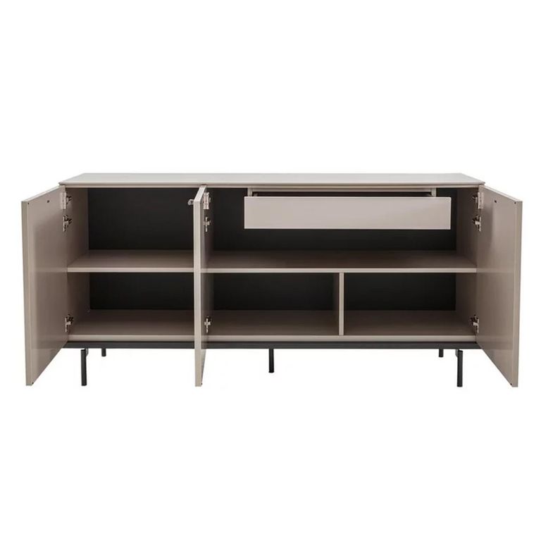 Claire Fluted Sideboard - 3 Door 1 Drawer - Large - Pearl Line Eco Veneer High Gloss and Black