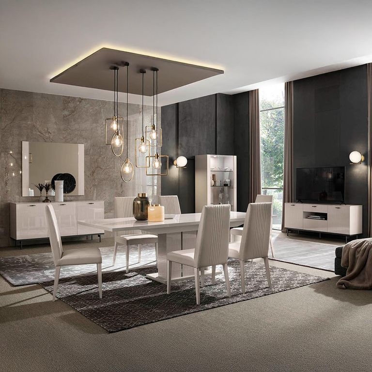 Claire Fluted Sideboard - 3 Door 1 Drawer - Large - Pearl Line Eco Veneer High Gloss and Black