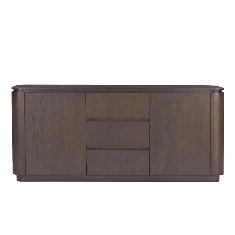 Rivano Oak Curved Sideboard - 2 Door - 3 Drawer - 180cm - Large - Basalt