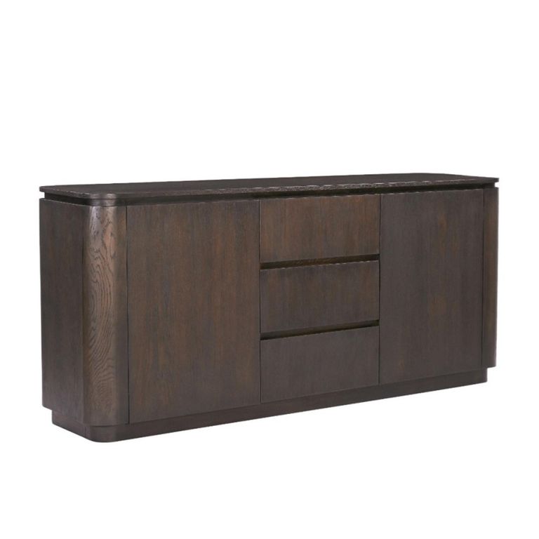 Rivano Oak Curved Sideboard - 2 Door - 3 Drawer - 180cm - Large - Basalt