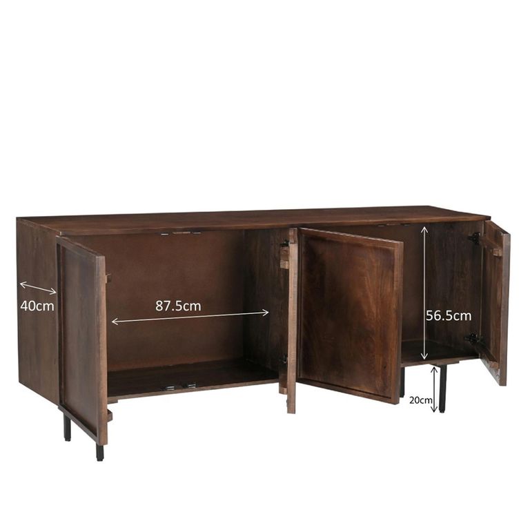 Elan Sideboard - 4 Door - 180cm - Large - Chestnut - Mango Wood