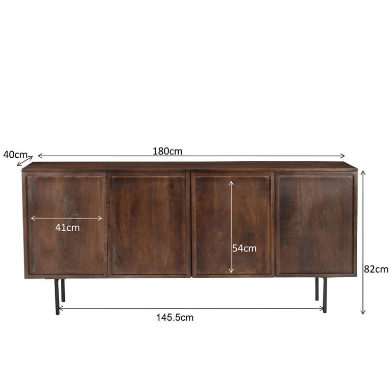 Elan Sideboard - 4 Door - 180cm - Large - Chestnut - Mango Wood