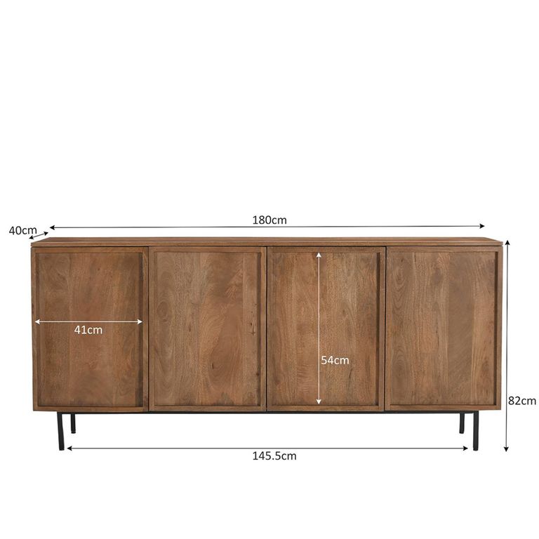 Elan Sideboard - 4 Door - 180cm - Large - Natural - Mango Wood