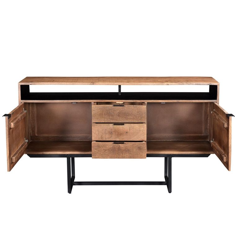 Valdez Sideboard - 2 Door - 3 Drawer - 150cm - Medium - Geometric Base - Natural - Mango Wood