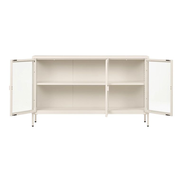 Brisbane Sideboard - 3 Door - Medium - Off White - Glass and Metal