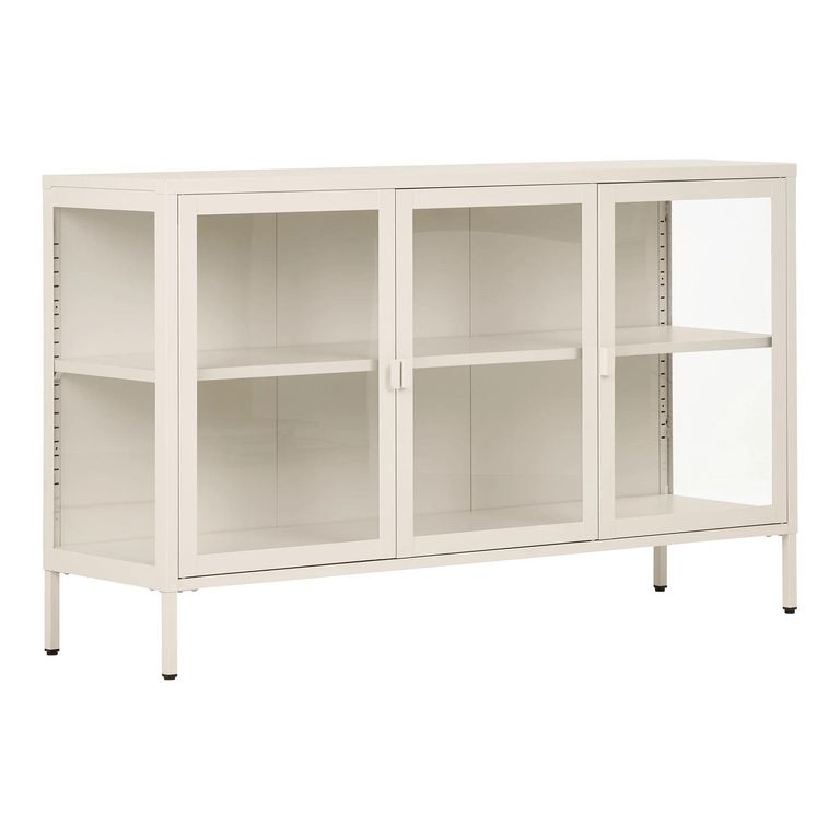 Brisbane Sideboard - 3 Door - Medium - Off White - Glass and Metal