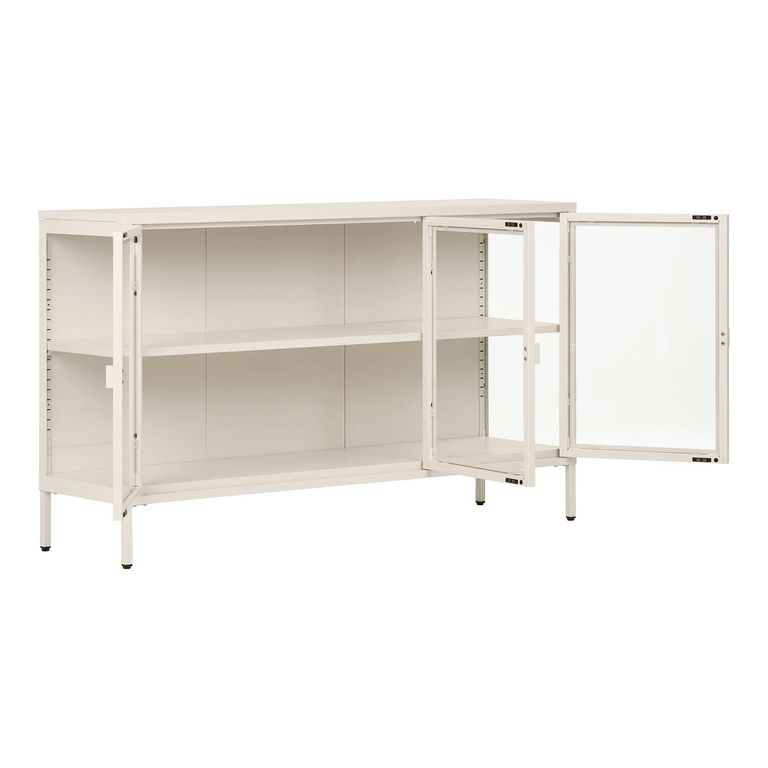 Brisbane Sideboard - 3 Door - Medium - Off White - Glass and Metal