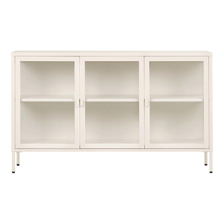 Brisbane Sideboard - 3 Door - Medium - Off White - Glass and Metal