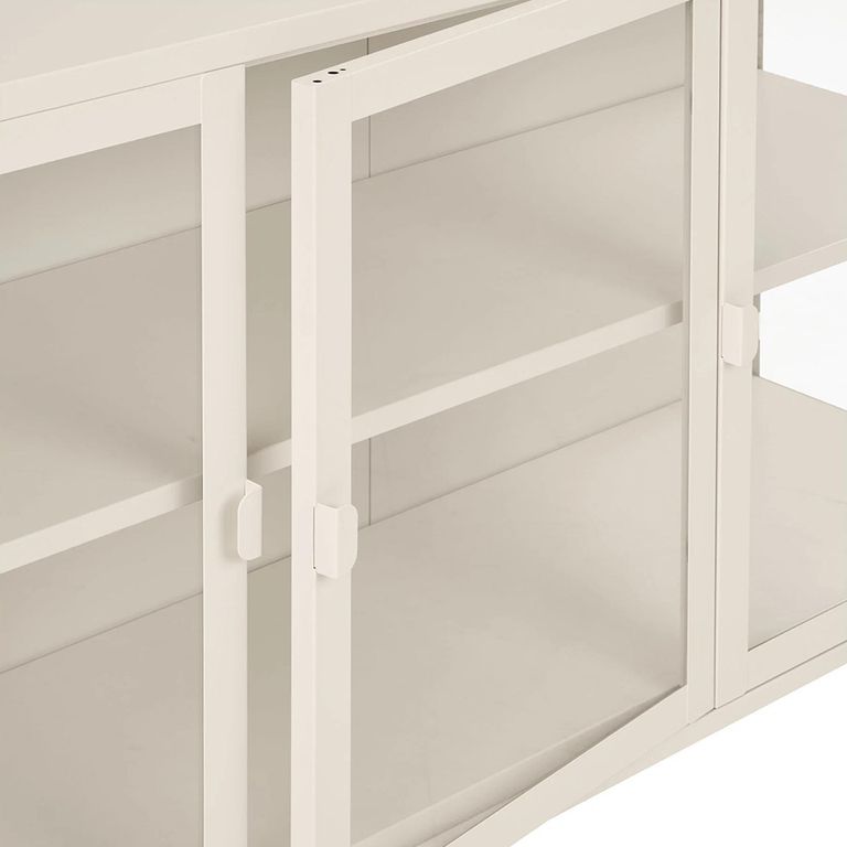 Brisbane Sideboard - 3 Door - Medium - Off White - Glass and Metal