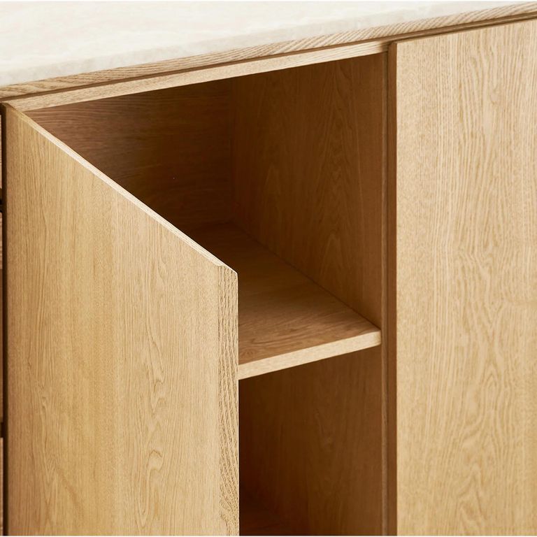Larvik Curved Sideboard - 3 Door - Large - Off White and Natural - Granite and Wooden