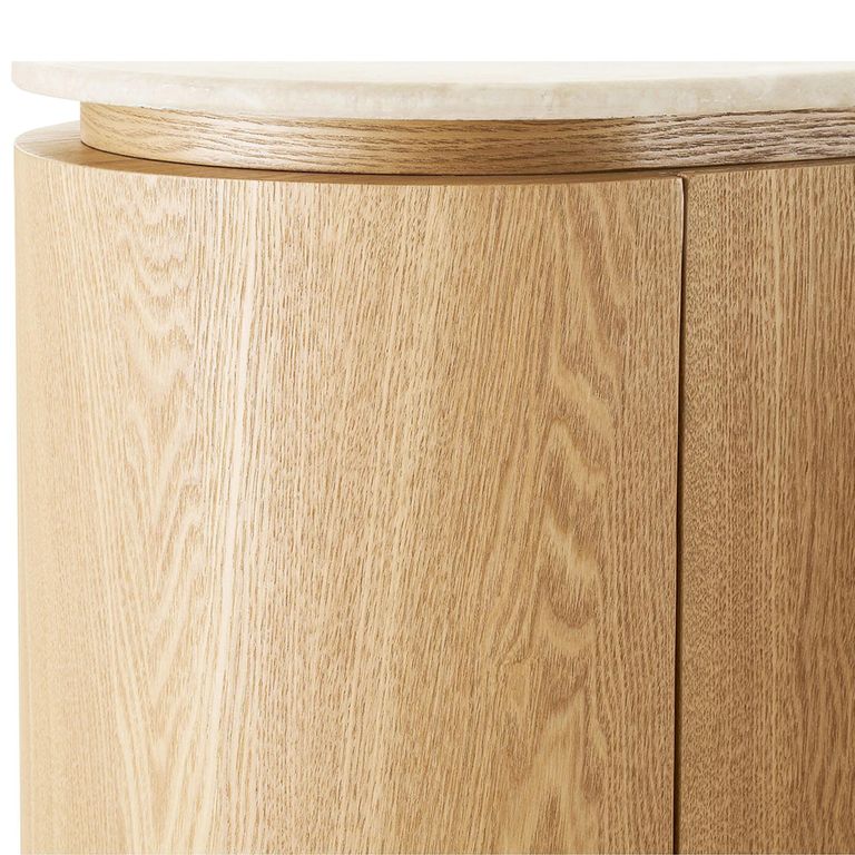 Larvik Curved Sideboard - 3 Door - Large - Off White and Natural - Granite and Wooden