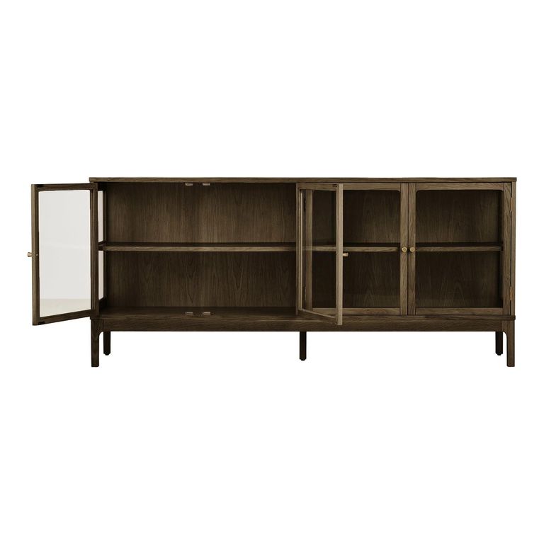 Zamora Sideboard - 4 Door - Large - Dark Brown - Glass and Oak