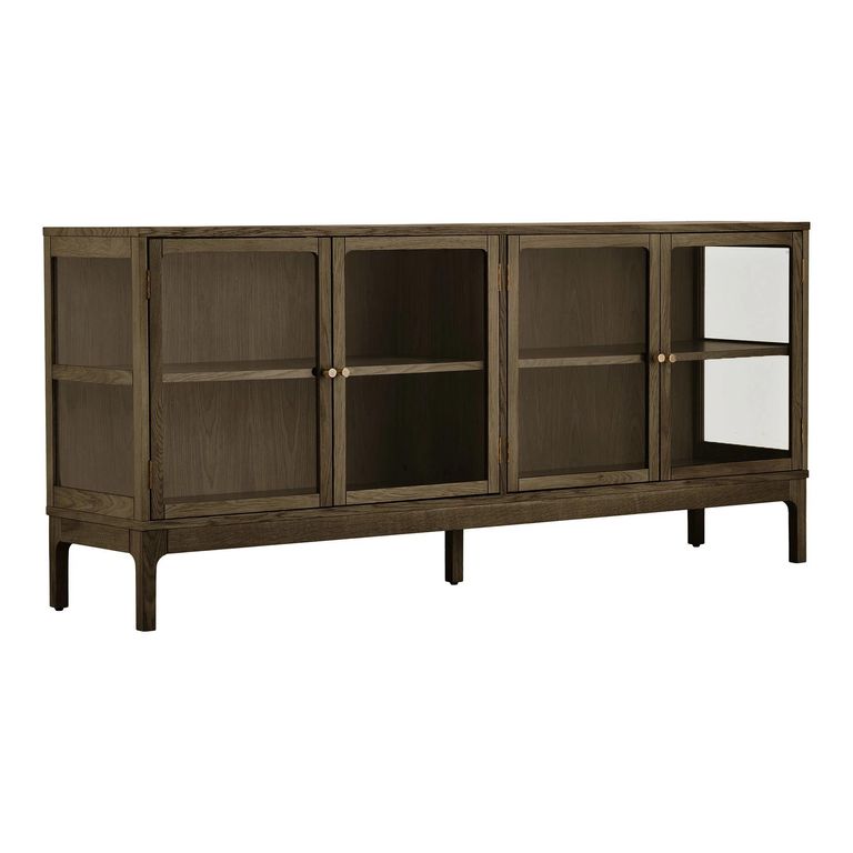 Zamora Sideboard - 4 Door - Large - Dark Brown - Glass and Oak