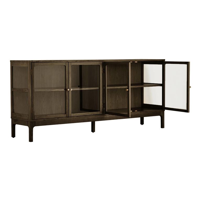 Zamora Sideboard - 4 Door - Large - Dark Brown - Glass and Oak