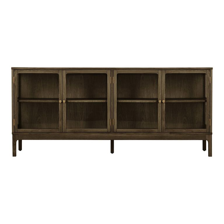 Zamora Sideboard - 4 Door - Large - Dark Brown - Glass and Oak