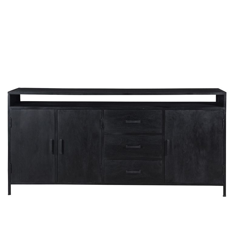 Kala Sideboard - 3 Door - 3 Drawer - 180cm - Large - Black - Mango Wood