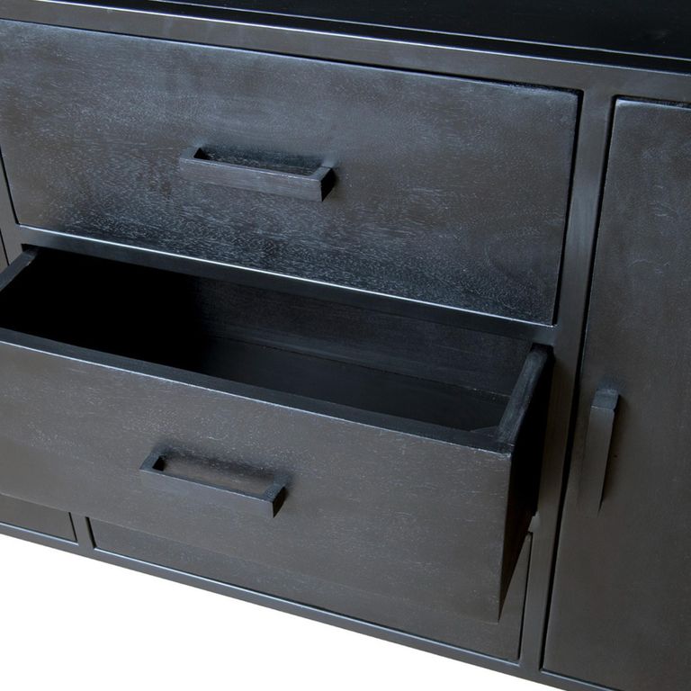 Kala Sideboard - 3 Door - 3 Drawer - 180cm - Large - Black - Mango Wood