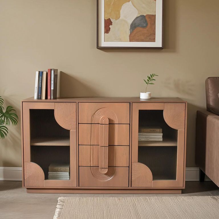 Indus Sideboard - 2 Door - 4 Drawer - 150cm - Medium - Pale Taupe - Mango Wood