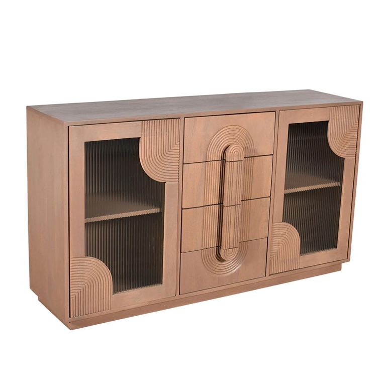 Indus Sideboard - 2 Door - 4 Drawer - 150cm - Medium - Pale Taupe - Mango Wood