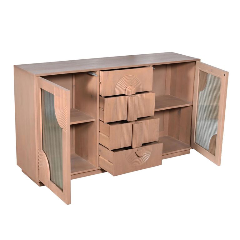 Indus Sideboard - 2 Door - 4 Drawer - 150cm - Medium - Pale Taupe - Mango Wood