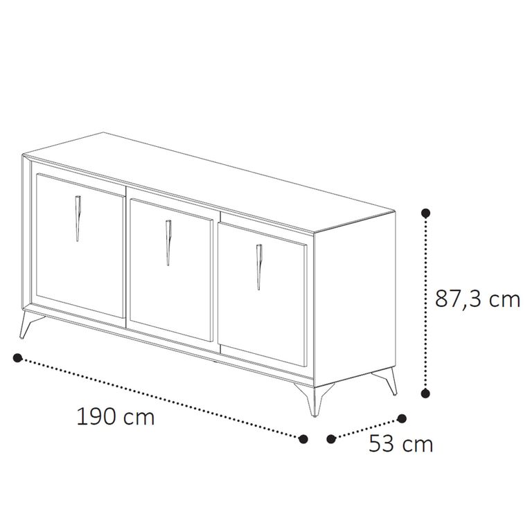 Krystal Italian Sideboard - 3 Door - 190cm - Extra Large - Medblue Birch Gloss