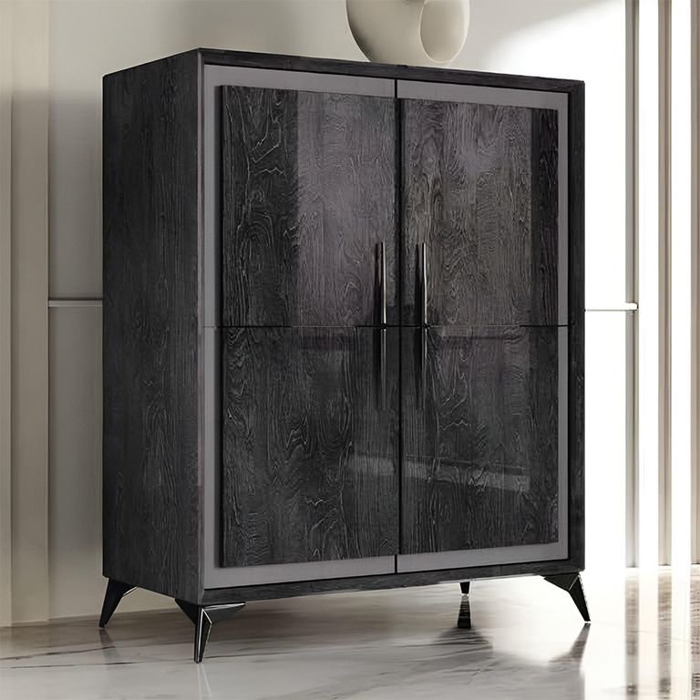Krystal Italian Midi Sideboard - 4 Door - 121cm - Medium - Medblue Birch Gloss