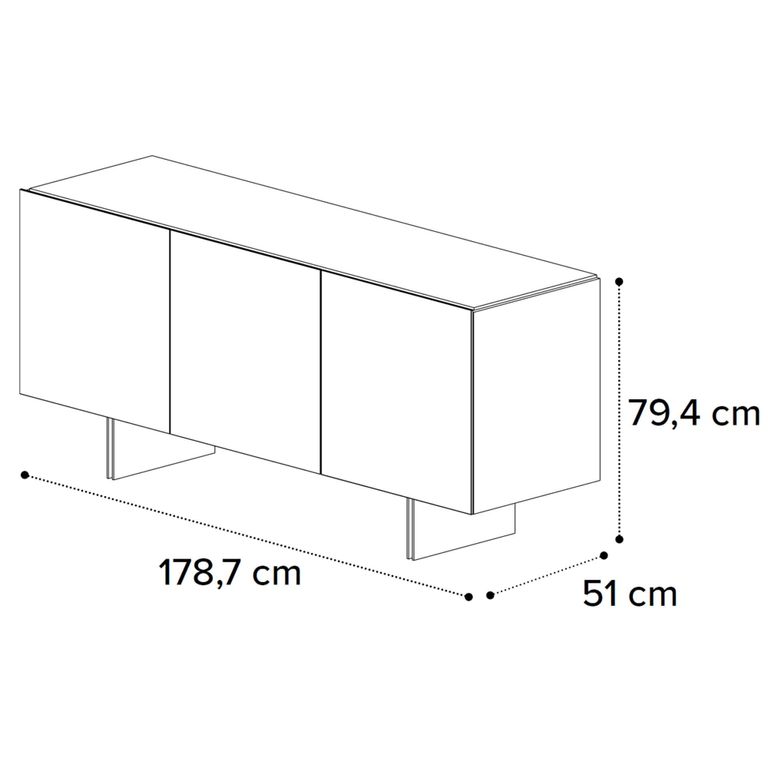 Zenith Italian Sideboard - 3 Door - 178cm - Large - Urban Velvet and Calacatta Gold - Ceramic Top