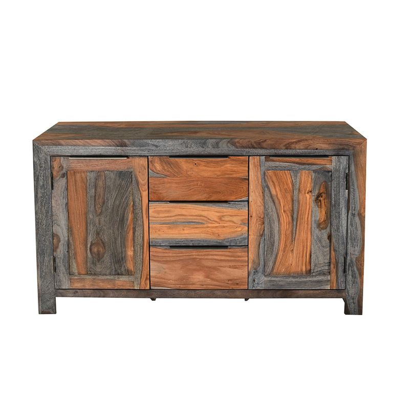 Cube Goa Petite Sideboard - 2 Door - 3 Drawer - 120cm - Rustic Sheesham