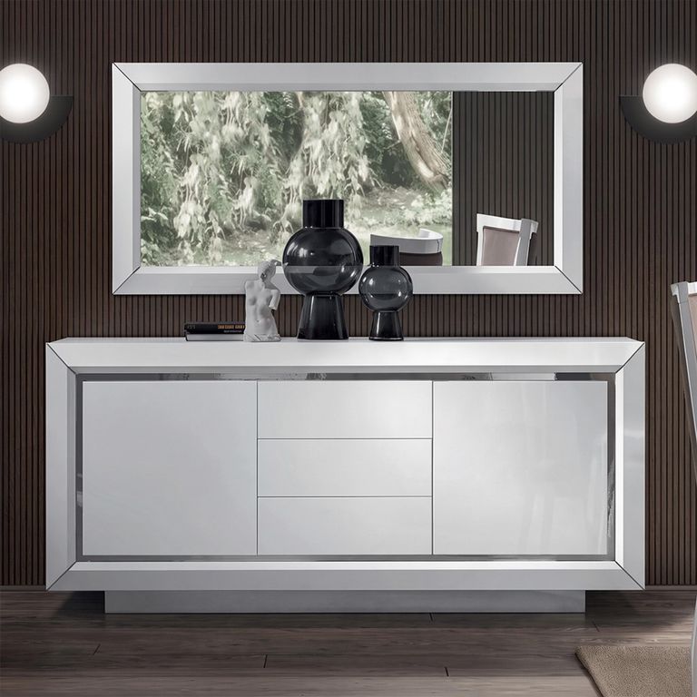 Elite Italian Bianco Antico 2 Door 3 Drawer Large Buffet Sideboard