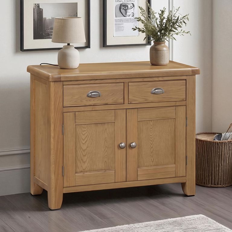 Hopewood Oak 2 Door 2 Drawer 110cm Small Sideboard