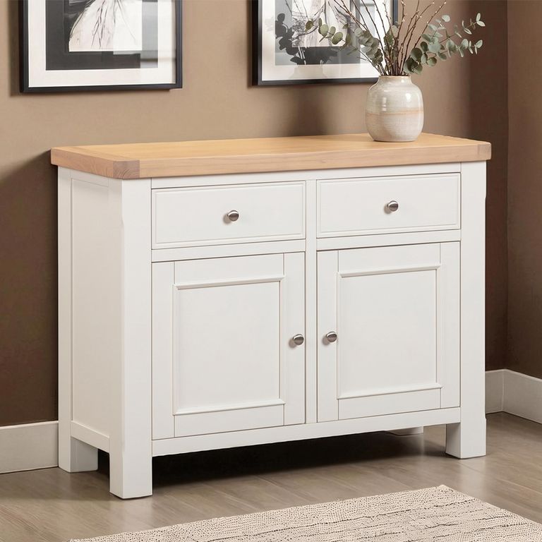 Windsor White Painted 2 Door 2 Drawer 110cm Small Sideboard