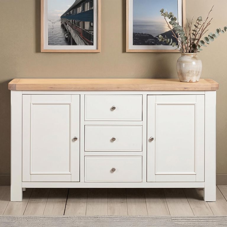Windsor White Painted 2 Door 3 Drawer 150cm Medium Sideboard