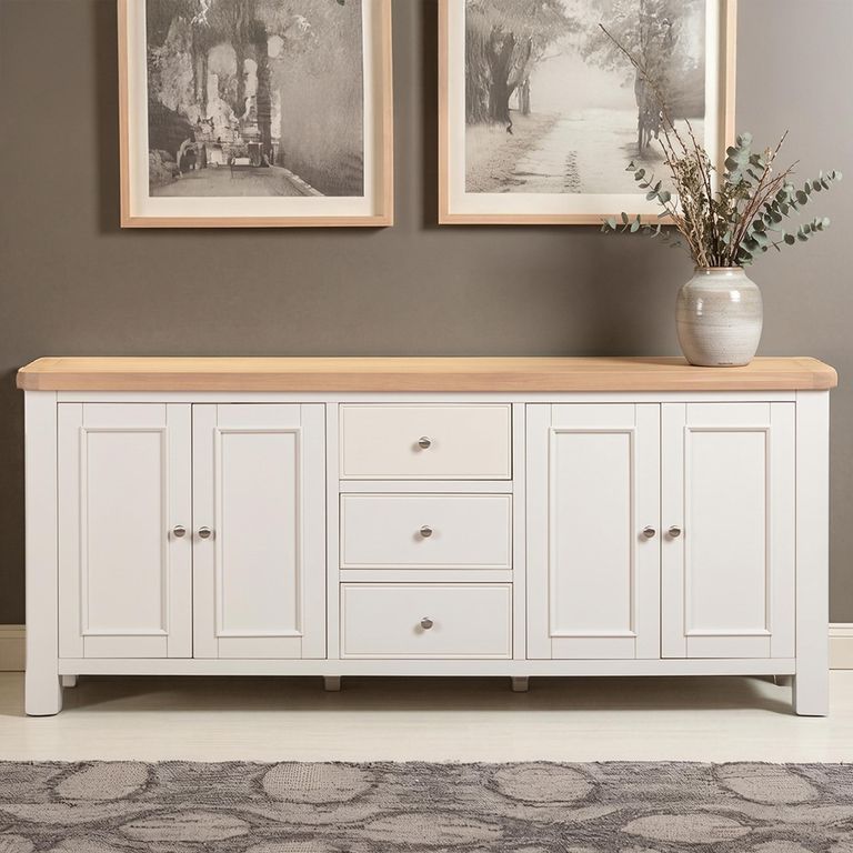 Windsor White Painted 4 Door 3 Drawer 200cm Extra Large Sideboard