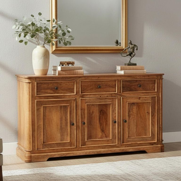 Nalandra Mango Wood 3 Door 3 Drawer 145cm Medium Sideboard