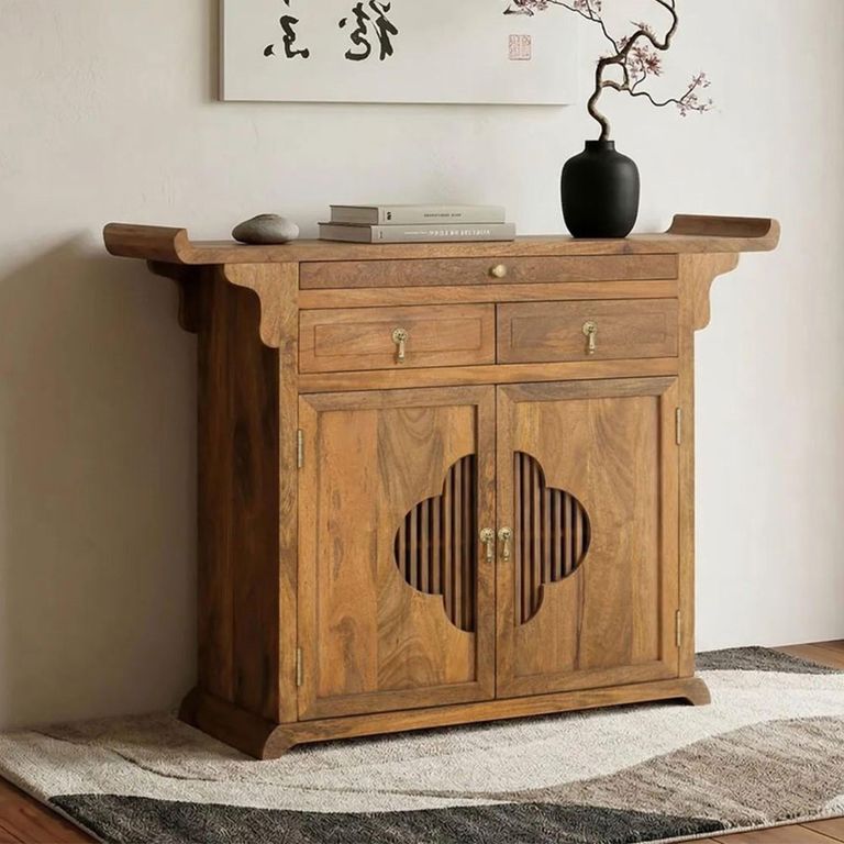 Saphir Honey Mango Wood 120cm 2 Door 3 Drawer Small Sideboard