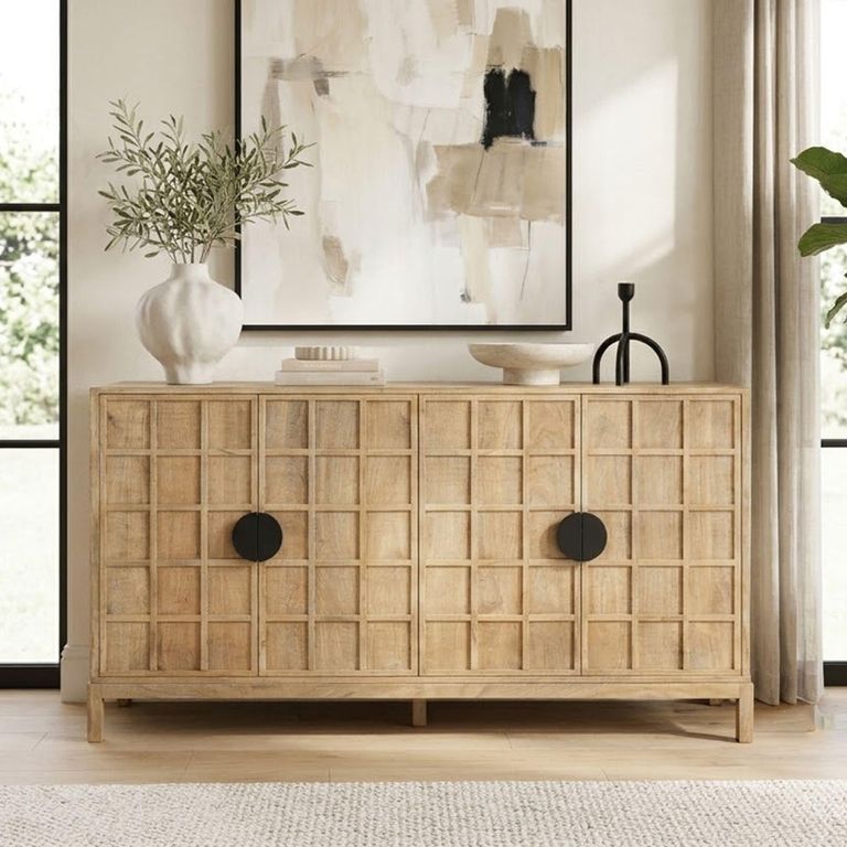 Montepulciano Natural Mango Wood 175cm 4 Door Large Geometric Pattern Sideboard