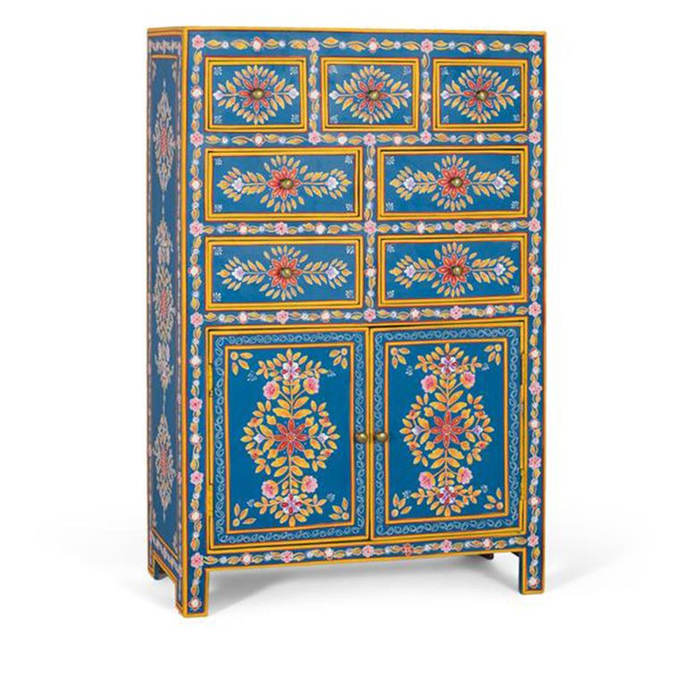 Ancona Highboard - Blue Mango Wood - Painted - 2 Door - Medium