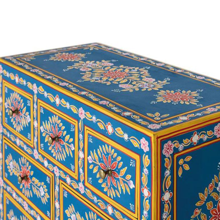 Ancona Highboard - Blue Mango Wood - Painted - 2 Door - Medium