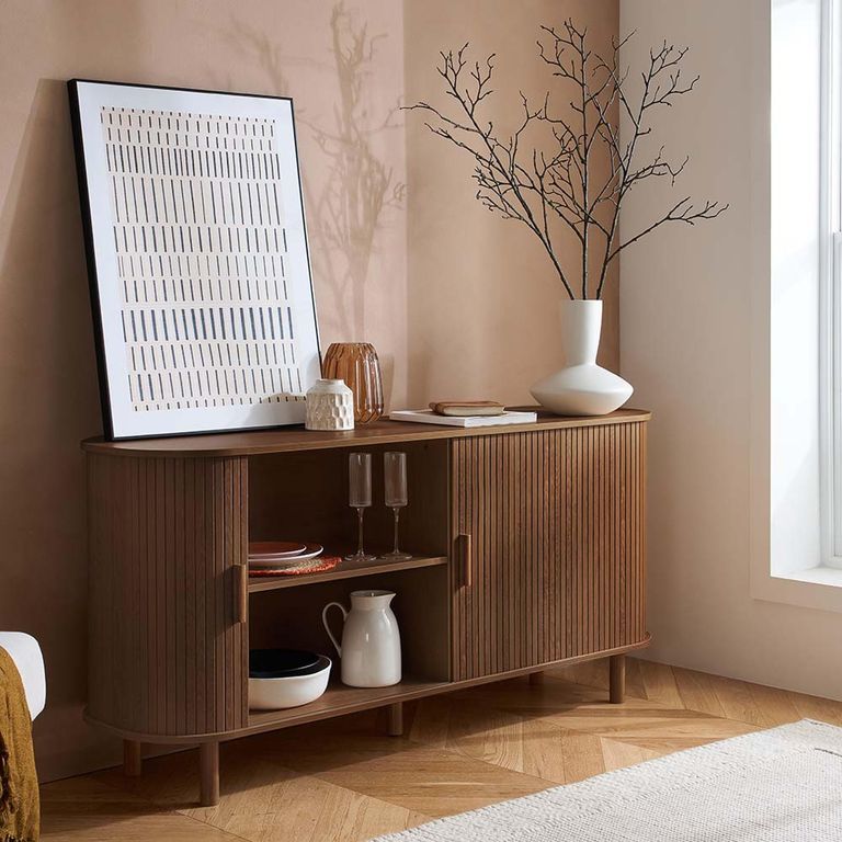 Axel Large Curved Sideboard - 160cm - 2 Door - Walnut Fluted