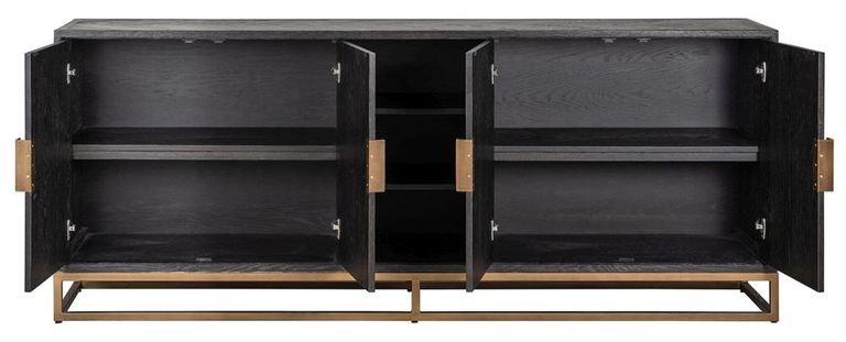 Blackbone Black and Brass 4 Door Extra Large Sideboard - 225cm